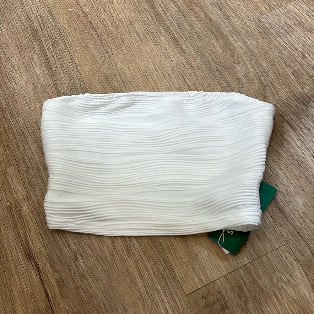 White Textured Tube Top